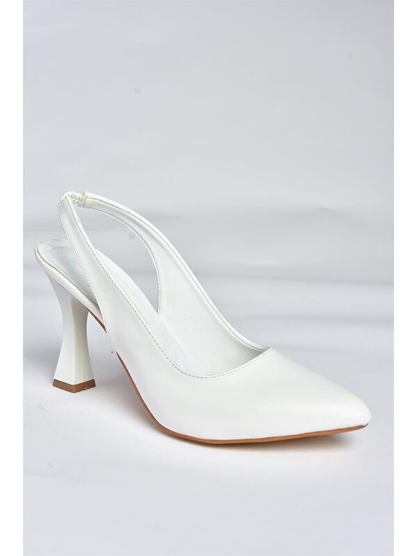 P250149009 Beyaz Kalın Topuklu Kadın Ayakkabı - Görsel 4