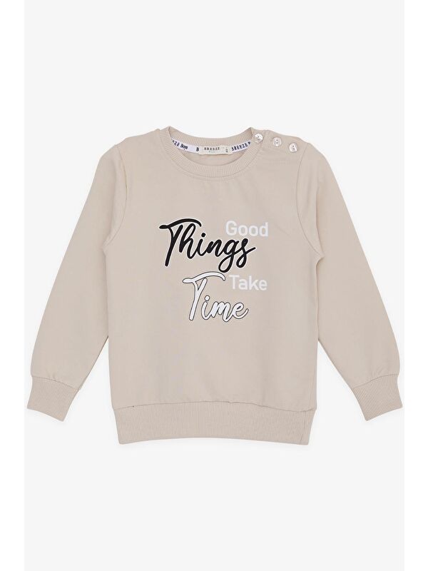 Breeze Erkek Çocuk Sweatshirt Yazı Baskılı Bej (2-6 Yaş)