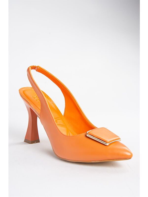 P250148209 Turuncu Tokalı Kalın Topuklu Kadın Ayakkabı - Görsel 4