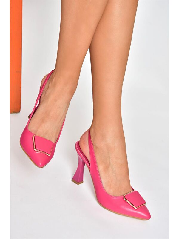 P250148209 Fuşya Tokalı Kalın Topuklu Kadın Ayakkabı - Görsel 3