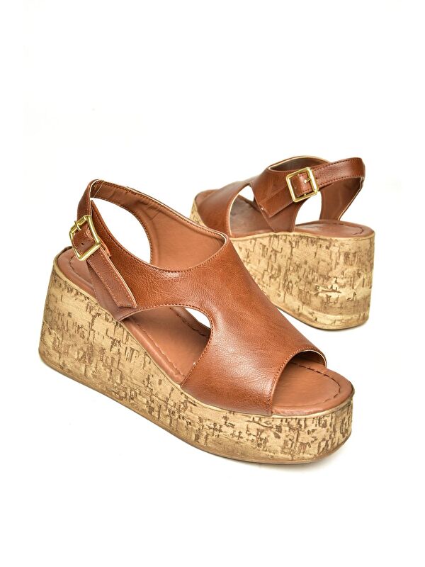 U9967550 Taba Kadın Dolgu Topuklu Ayakkabı - Görsel 5