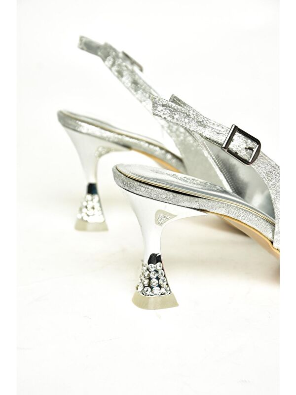 U8203362 Gümüş Kadın Topuklu Ayakkabı - Görsel 5
