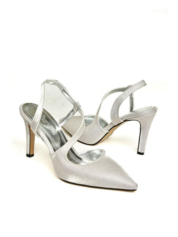 K4049108 Gümüş Kadın Topuklu Ayakkabı - Görsel 4