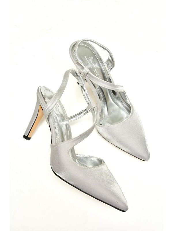 K4049108 Gümüş Kadın Topuklu Ayakkabı - Görsel 5