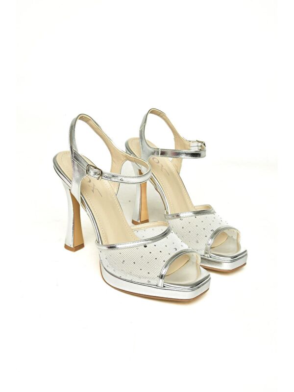 U5699214 Gümüş Kadın Topuklu Ayakkabı - Görsel 4