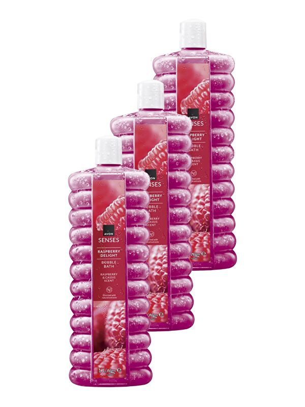 AVON Senses Raspberry Delight Ahududu ve Frenk Üzümü Kokulu Banyo Köpüğü 1 Lt. Üçlü Set