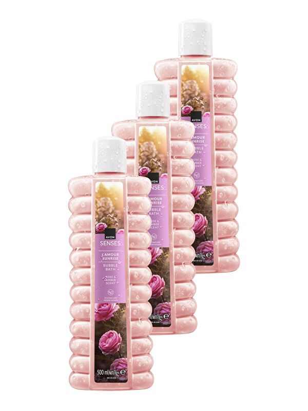 AVON L'Amour Sunrise Gül ve Kehribar Kokulu Banyo Köpüğü 500 Ml. Üçlü Set