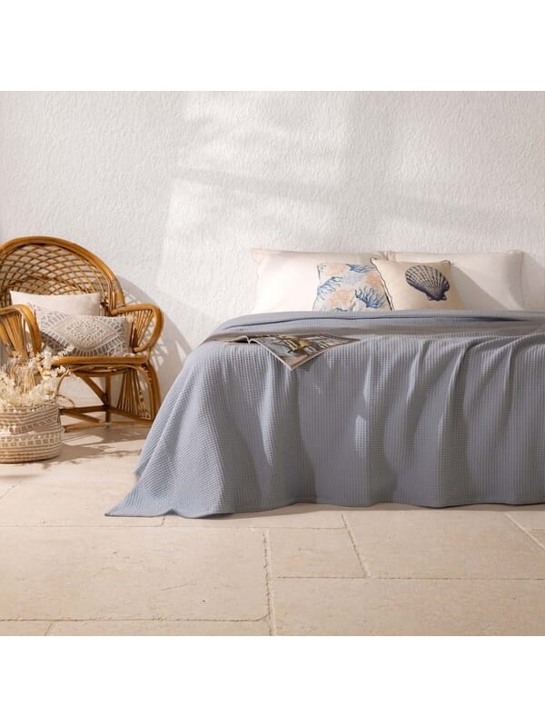 Evidea Soft Rete Çift Kişilik Pike - Mavi - 200x220 cm
