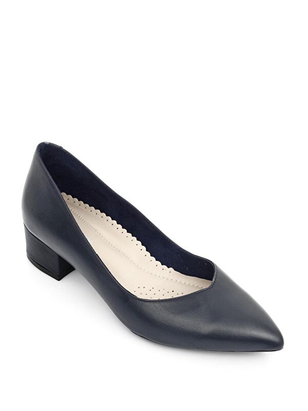 Hakiki Deri Sivri Burun Kısa Kalın Topuklu Kadın Ayakkabı 25172 - Görsel 6