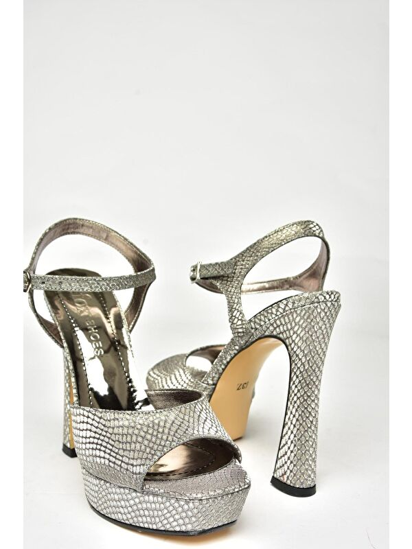 U2460825 Platin Kadın Topuklu Ayakkabı - Görsel 4