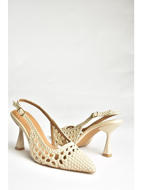 U2505805 Bej Kadın Topuklu Ayakkabı - Görsel 4