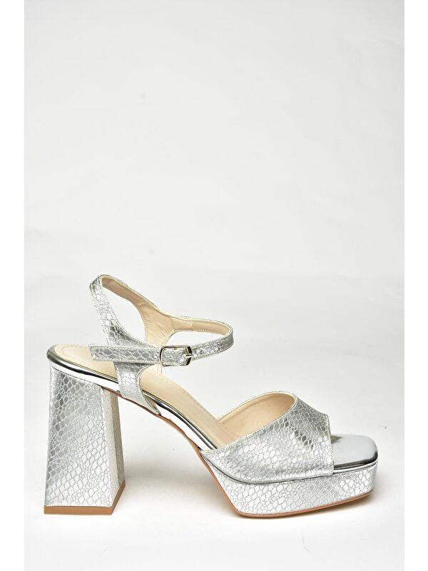 Fox Shoes U5691203 Gümüş Kadın Topuklu Ayakkabı