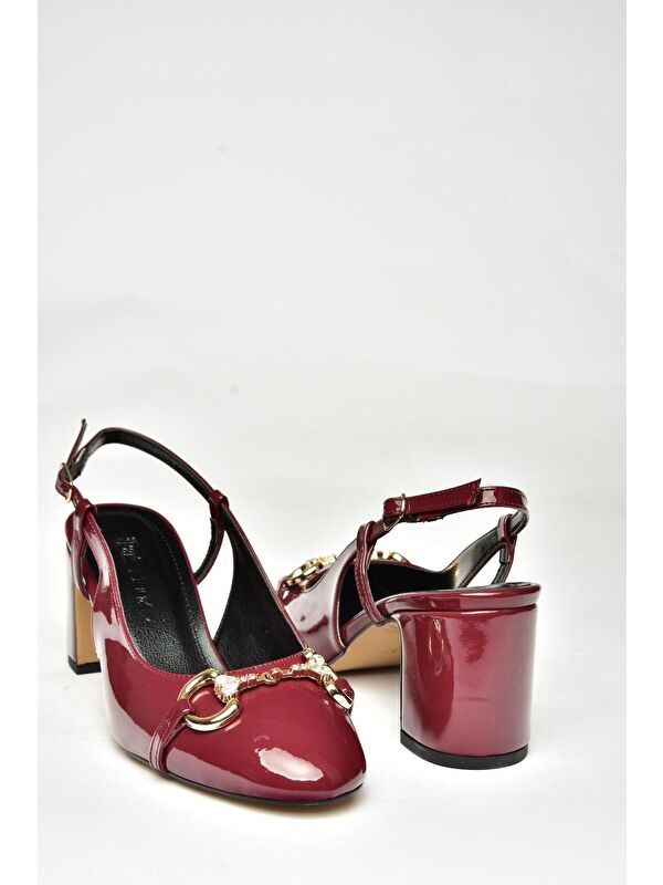 U8202951 Bordo Kadın Topuklu Ayakkabı - Görsel 4