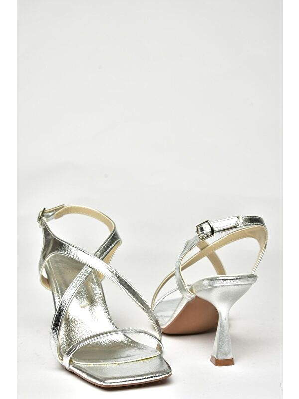U5187175 Gümüş Kadın Topuklu Ayakkabı - Görsel 4