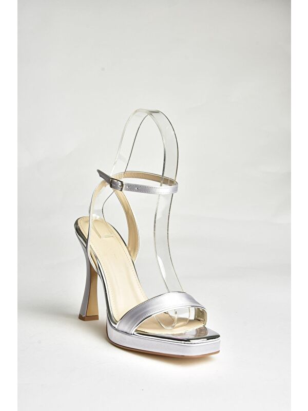 U5699181 Gümüş Kadın Topuklu Ayakkabı - Görsel 3