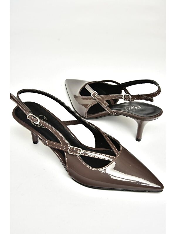 U6540745 Kahverengi Kadın Topuklu Ayakkabı - Görsel 4