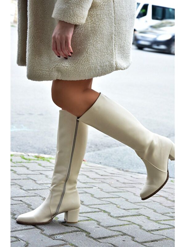 Krem Günlük Kadın Çizme A654252709 - Görsel 5