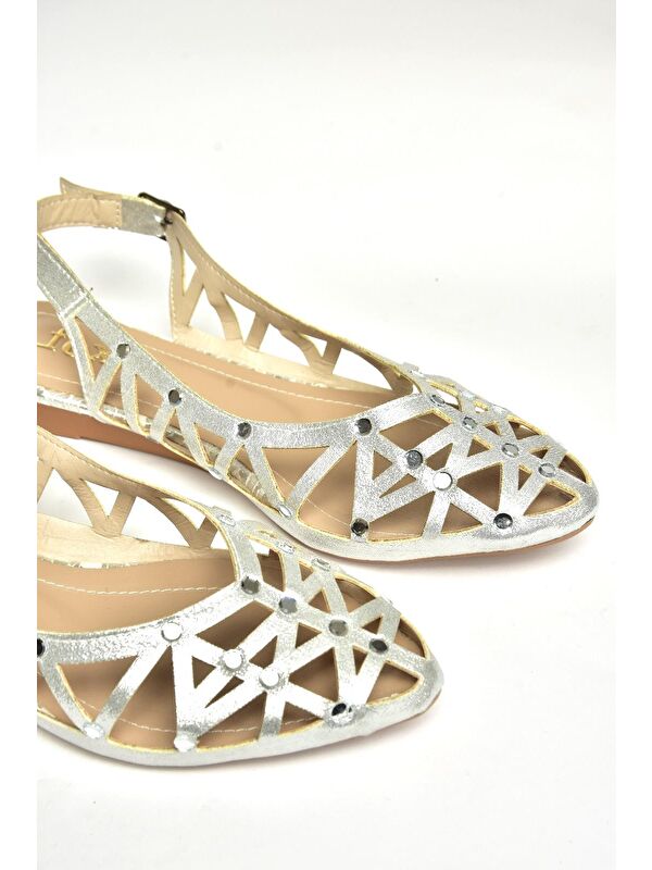 U2500301 Gümüş Kadın Sandalet - Görsel 4