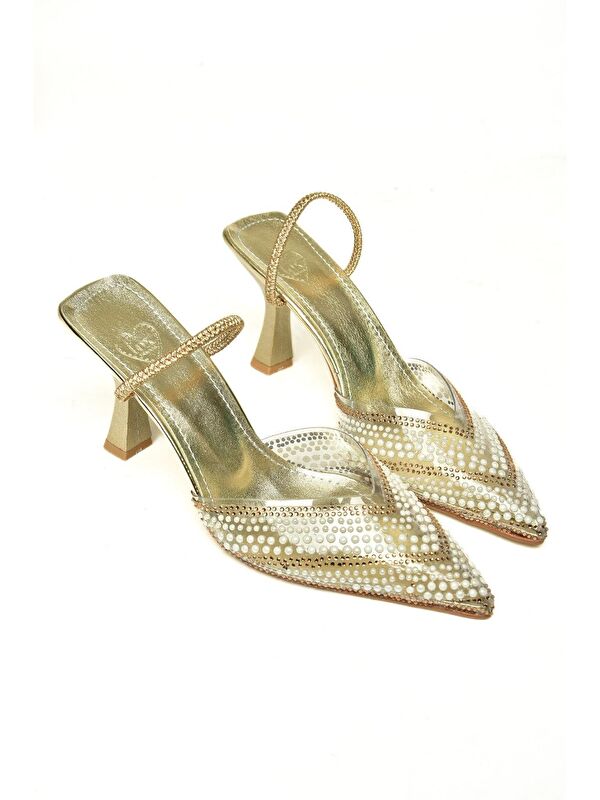 U6142776 Altın Kadın Topuklu Ayakkabı - Görsel 4