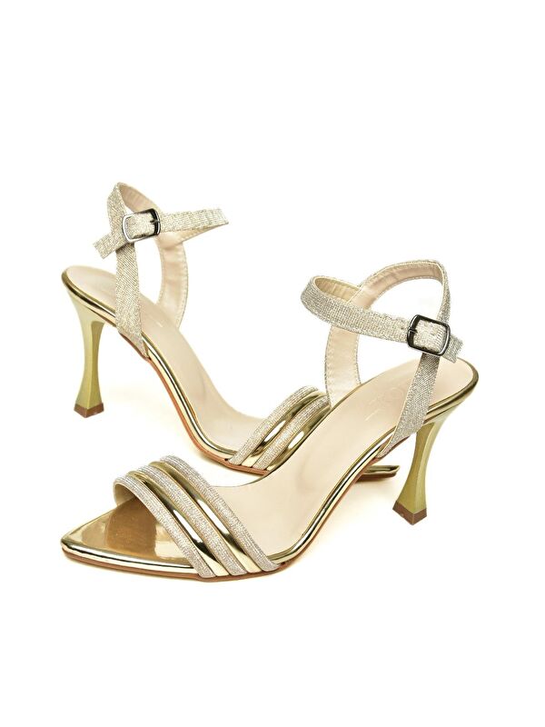 U3122063 Altın Kadın Topuklu Ayakkabı - Görsel 4