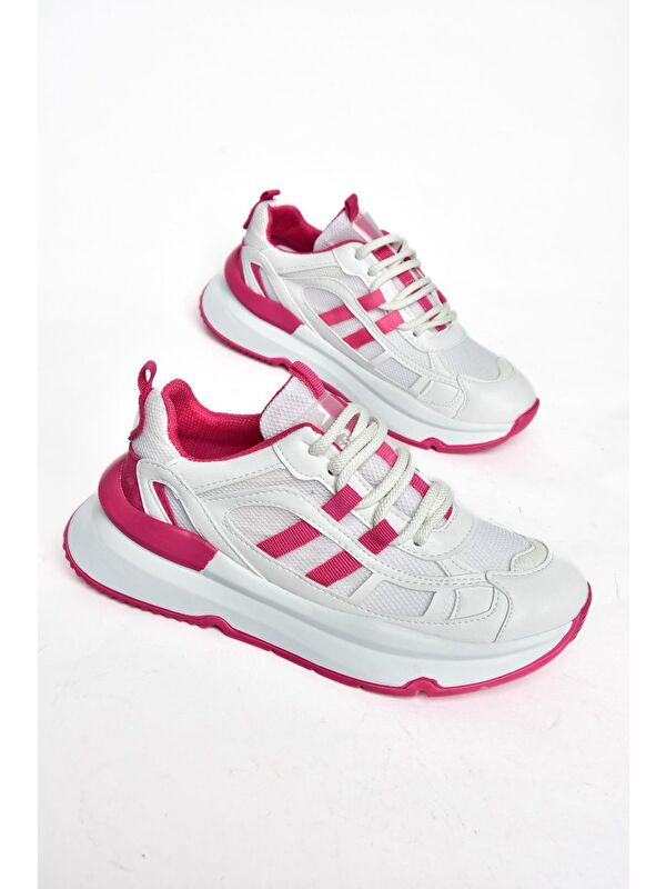 S9730176 Beyaz/Fuşya Kadın Sneakers - Görsel 4