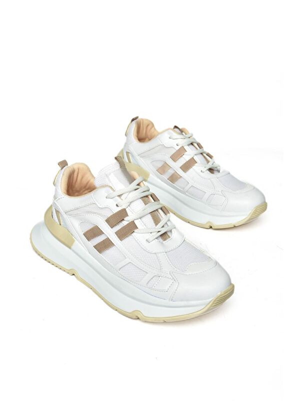 S9730176 Beyaz/Vizon Kadın Sneakers - Görsel 4
