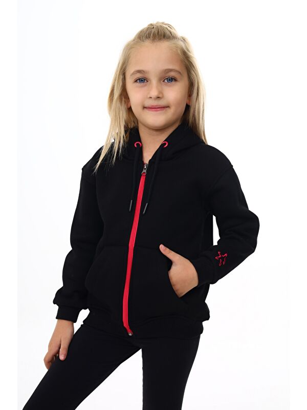 Toontoykids Kız Çocuk Nakışlı Fermuarlı Sweatshirt
