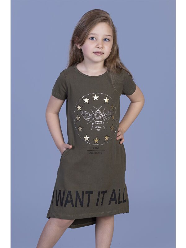 Toontoykids Kız Çocuk I Want It All Baskılı Elbise