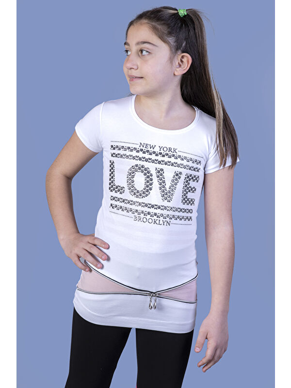 Toontoykids Kız Çocuk Tişört Love Varak Baskı