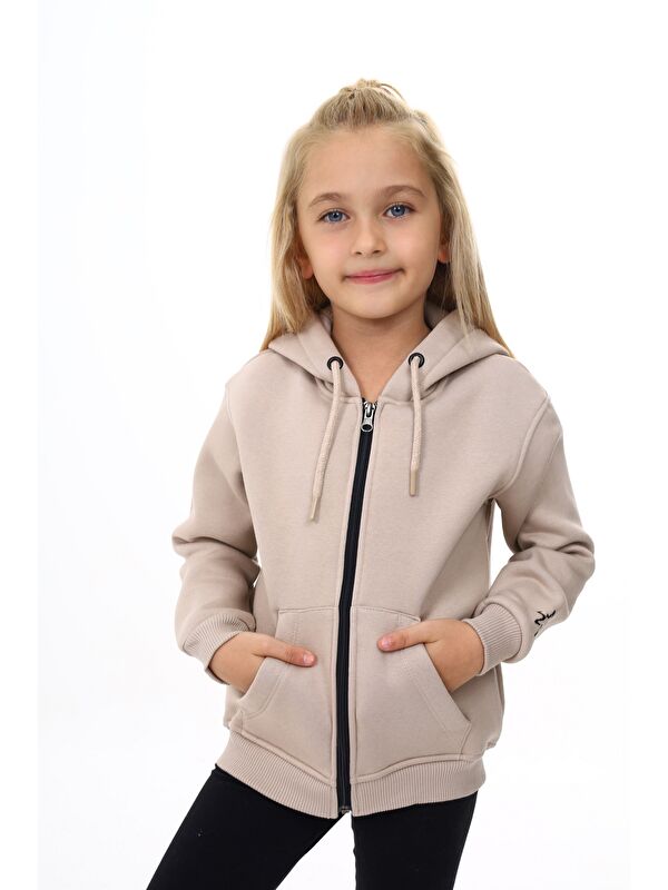 Toontoykids Kız Çocuk Nakışlı Fermuarlı Sweatshirt