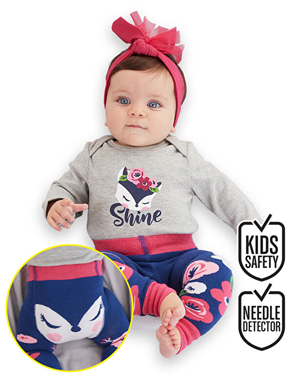 Denokids Tilki Kız Bebek Body Tayt-Pantolon Takım