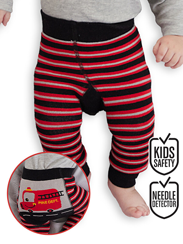 Denokids İtfaiye Desenli Bebek Tayt-Pantolon