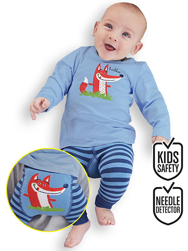 Denokids Tilki Erkek Bebek Tişört Tayt-Pantolon Takım