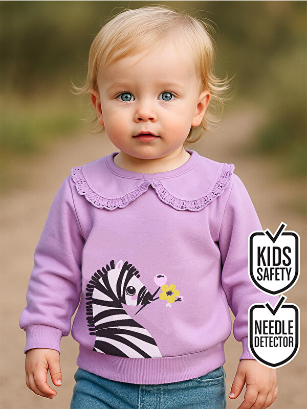Denokids Zebra Kız Bebek Lila Sweatshirt