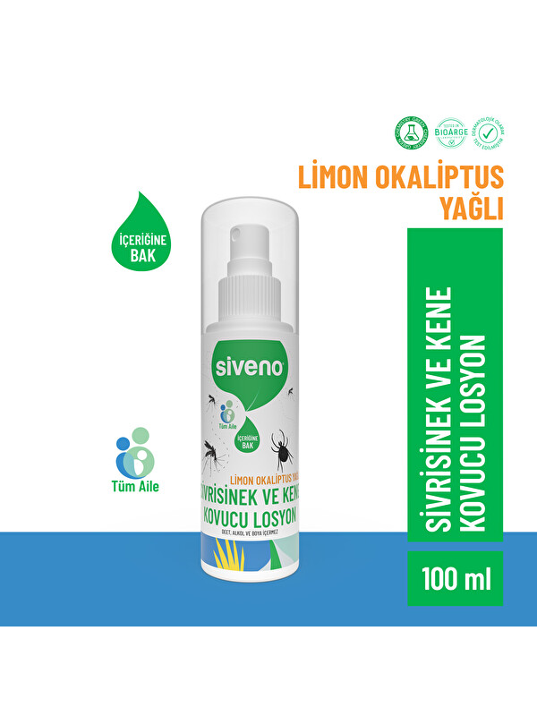 Siveno Sivrisinek ve Kene Kovucu Sprey Losyon Bitkisel Tüm Vücut İçin Aile Boy 100 ml