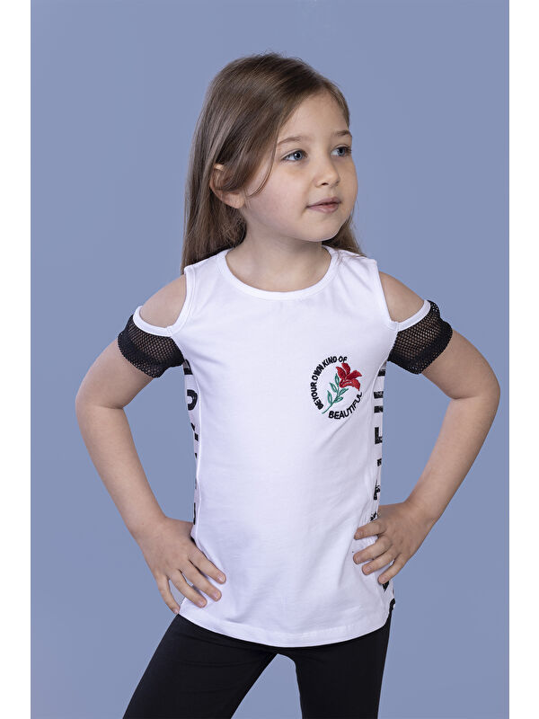 Toontoykids Kız Çocuk Göğsü Nakışlı Tişört