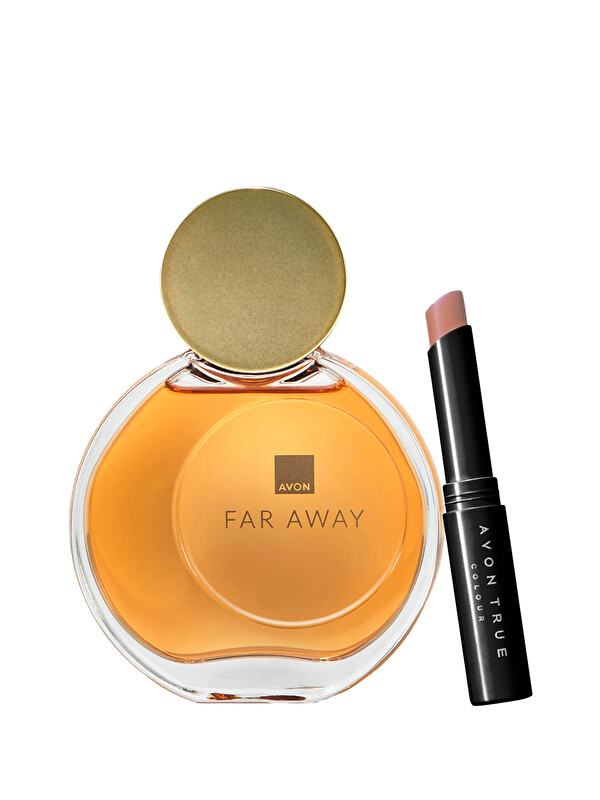AVON Far Away Kadın Parfüm Edp 50 Ml. ve Ultra Beauty Ruj Stylo Cappucino Paketi