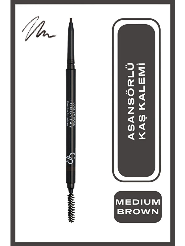 GOLDEN ROSE Longstay Precise Browliner No: 104 Medium Brown - Asansörlü Kaş Kalemi