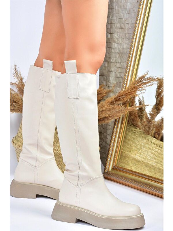 L6101304 Bej Kadın Çizme - Görsel 6