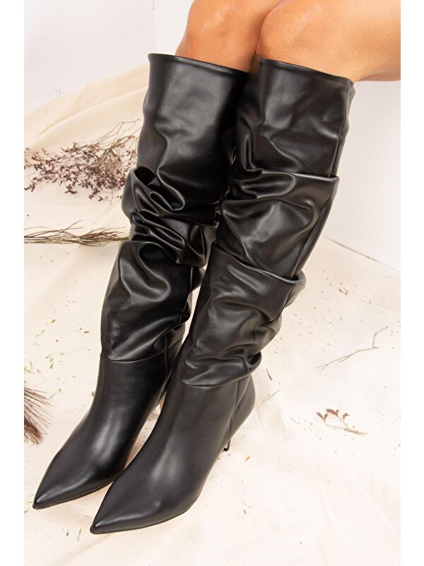 J749129909 Siyah Kadın Çizme - Görsel 4