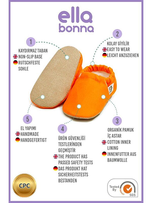 Desenli Bebek Patiği, Kaydırmaz Taban, Ev Kreş Ayakkabısı Panduf - Görsel 4