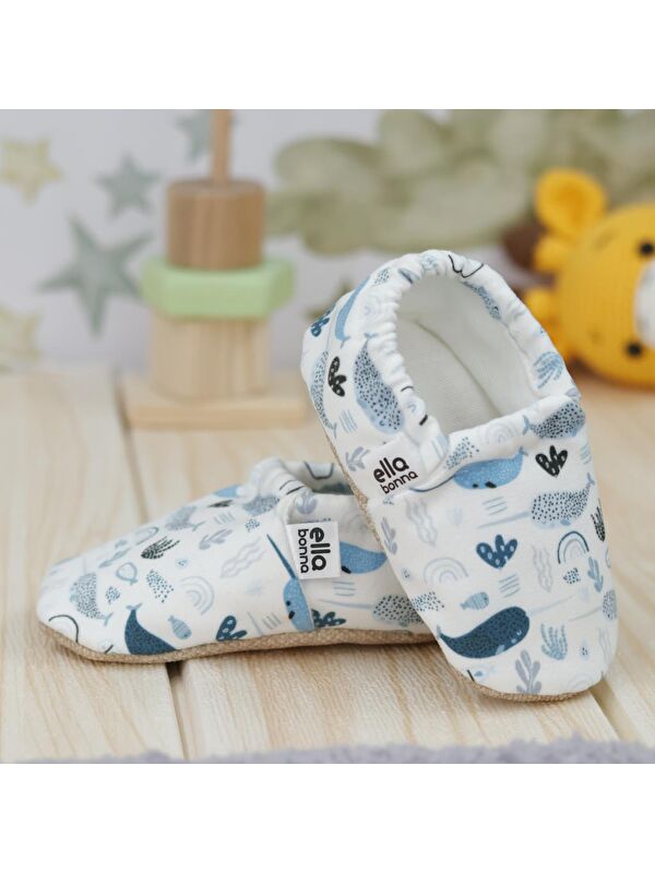 Desenli Bebek Patiği, Kaydırmaz Taban, Ev Kreş Ayakkabısı Panduf - Görsel 7