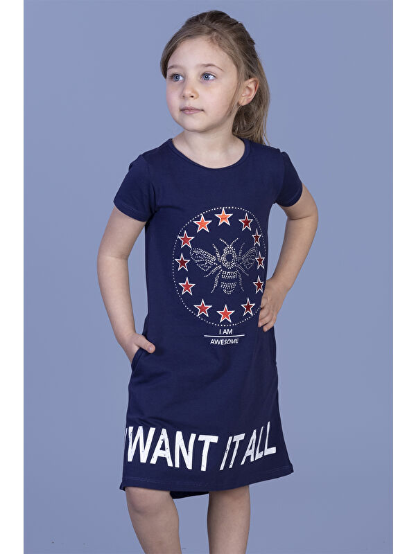 Toontoykids Kız Çocuk I Want It All Baskılı Elbise