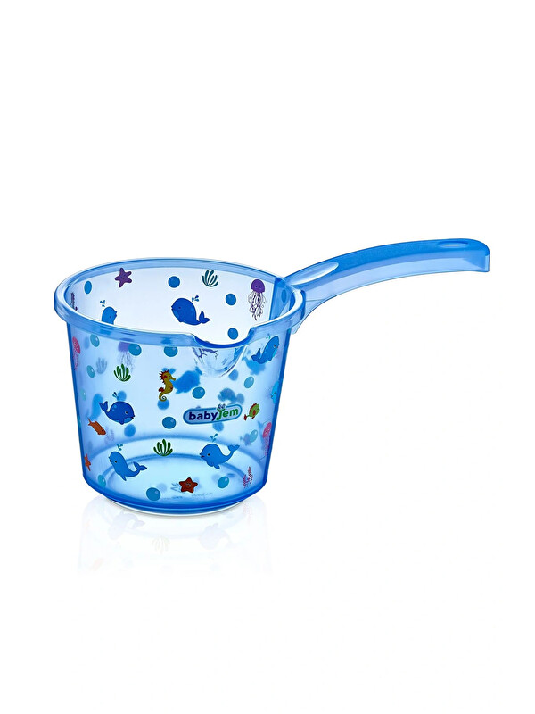 Babyjem Bebek Banyo Maşrapası Şeffaf Desenli Mavi