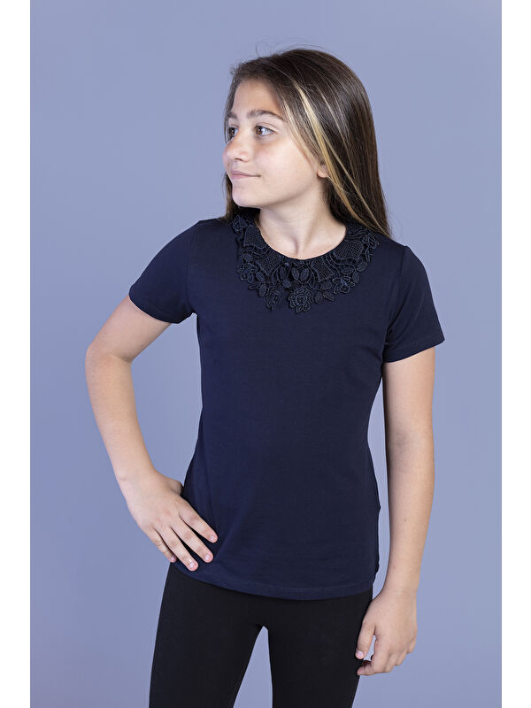 Toontoykids Kız Çocuk Dantel İşlemeli Tişört