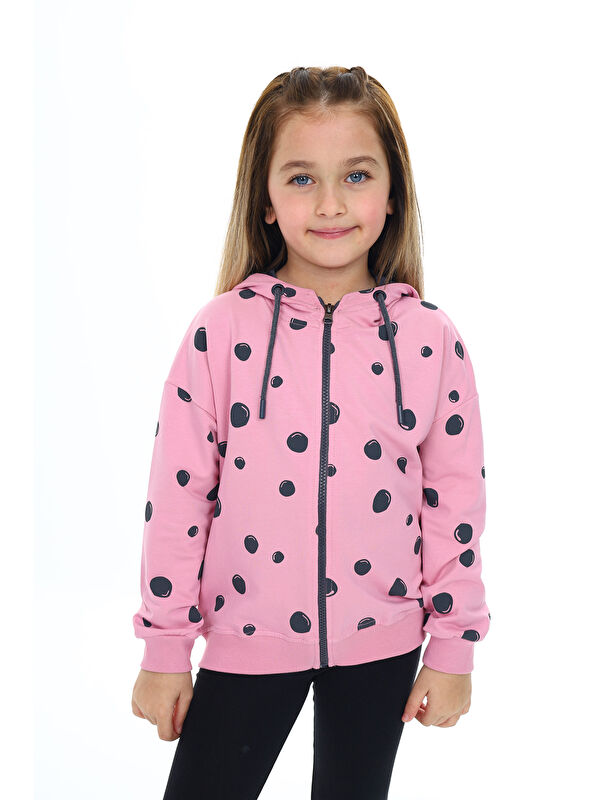 Toontoykids Kız Çocuk Baskılı Fermuarlı Sweatshirt