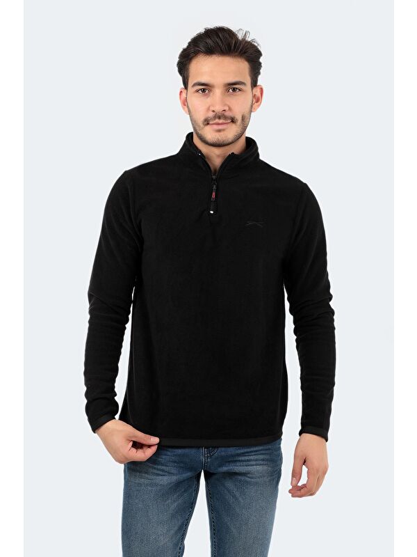 SLAZENGER SANNE Erkek Fermuarlı Sweatshirt Siyah