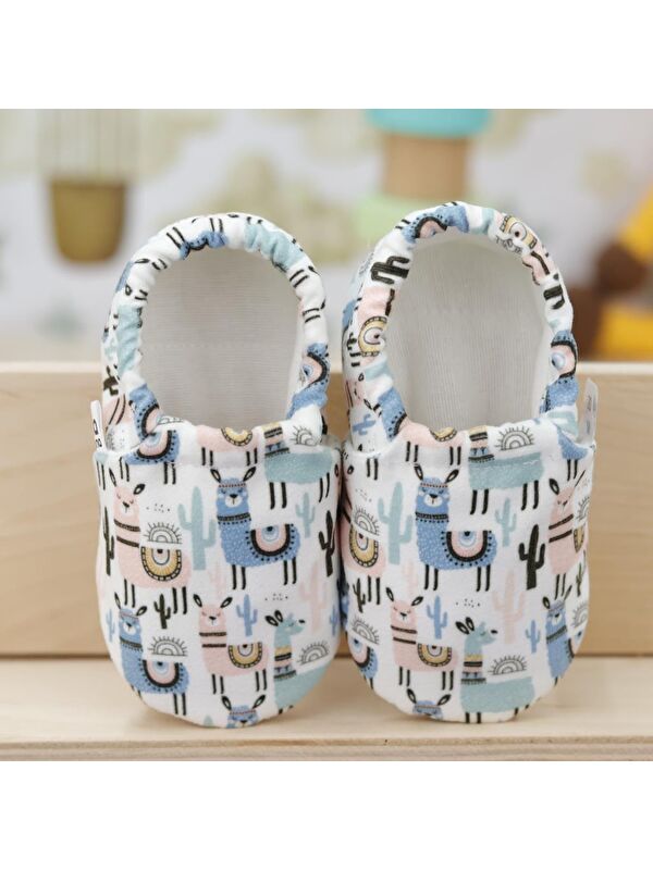 Desenli Bebek Patiği, Kaydırmaz Taban, Ev Kreş Ayakkabısı Panduf - Görsel 5