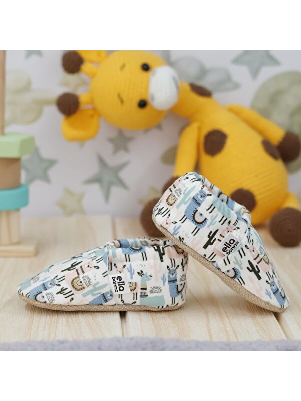 Desenli Bebek Patiği, Kaydırmaz Taban, Ev Kreş Ayakkabısı Panduf - Görsel 8