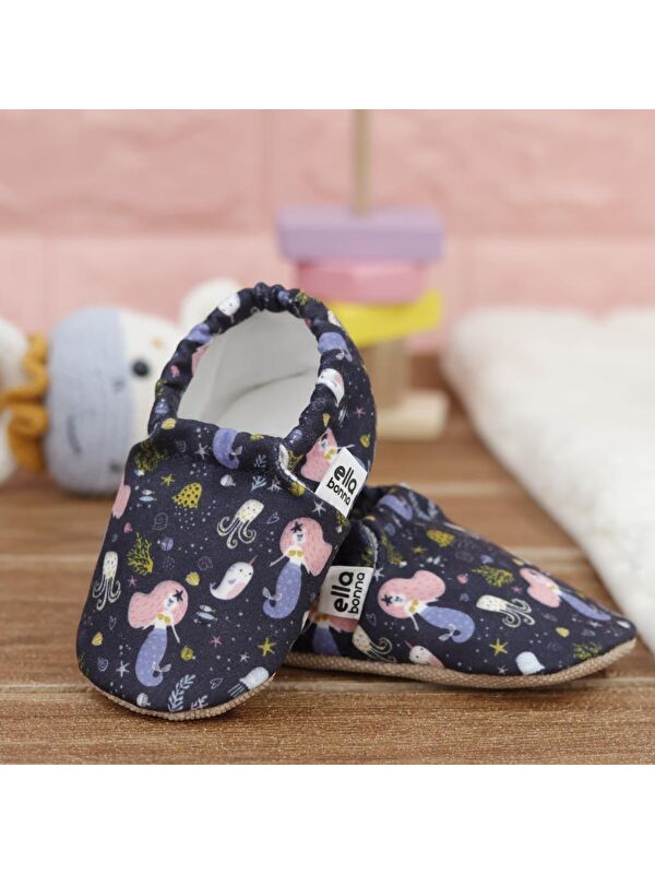 Desenli Bebek Patiği, Kaydırmaz Taban, Ev Kreş Ayakkabısı Panduf - Görsel 7